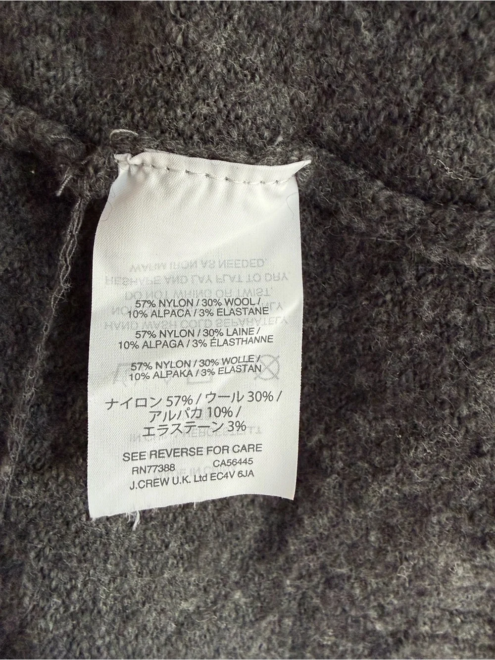 J. Crew Charcoal Gray Wool Alpaca Blend Long Open Cardigan Size M